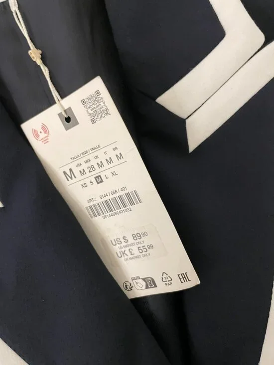 Zara Womens Vest M Blue Waistcoat Gold Buttons Double Breasted 8144/656 NWT - Picture 5 of 15